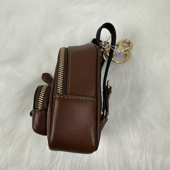 Coach Mini Court Backpack Bag Charm Keychain In Signature Canvas Brown CX066 NWT - Picture 3 of 10